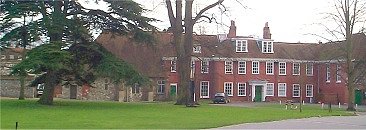 view across the green toward the Pilgrim's School