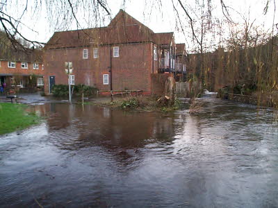 The River flowing into the bottom of Water Lane