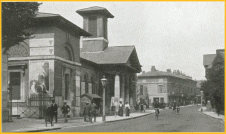 The Corn Exchange in Jewry St with the Market Hotel, now the Theatre Royal, in the distance. Photo  circa 1900 by Mr  W.T. Green