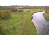 View from the viaduct looking West toward Winchester across the water meadows.